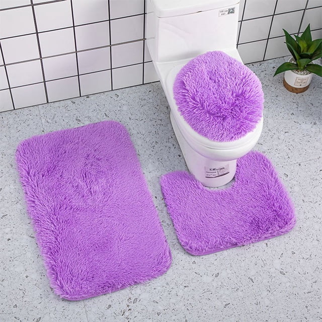 TIMIFIS Bathroom Rugs Household Supplies Solid Color 3 Piece Bathroom Rug Set Bathroom Toilet Carpet Anti-Slip Mat Solid Color Bathroom Toilet Floor Mat Mothers Day Gifts pring