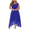 thumbnail image 2 of Jusqu'à 65 % de Rabais! Robes d'Été à la Mode pour Femmes 2024 Grande Taille Décontractées Unies à Col Rond Aguichant en Dentelle Sans Manches Amples à Enfiler, 2 of 7