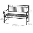 thumbnail image 3 of Outsunny 44" Garden Bench, Metal Park Bench with Decorative Backrest Black, 3 of 10