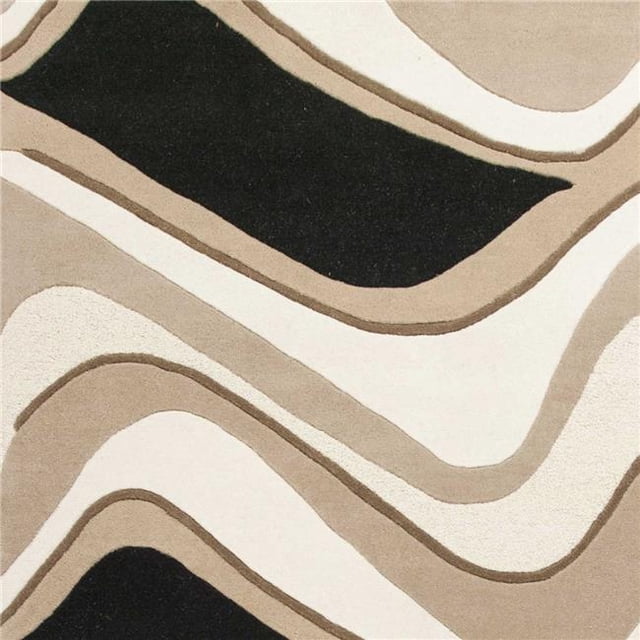 HomeRoots 353105 5 x 8 ft. Wool Black & Beige Area Rug
