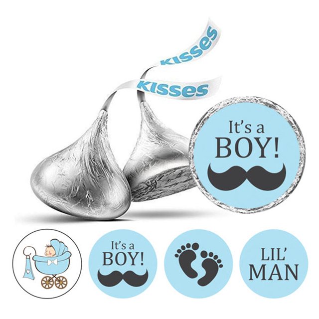 Darling Souvenir It's A Boy Stickers Candy Chocolate Labels 190 Pcs Party Fabor-Light Blue