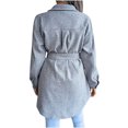 thumbnail image 4 of IROINID Women's Mid-Length Woolen Jacket Solid Color Long Sleeve Comfy Autumn And Winter Single-breasted Woolen Coat, Gray, 4 of 6