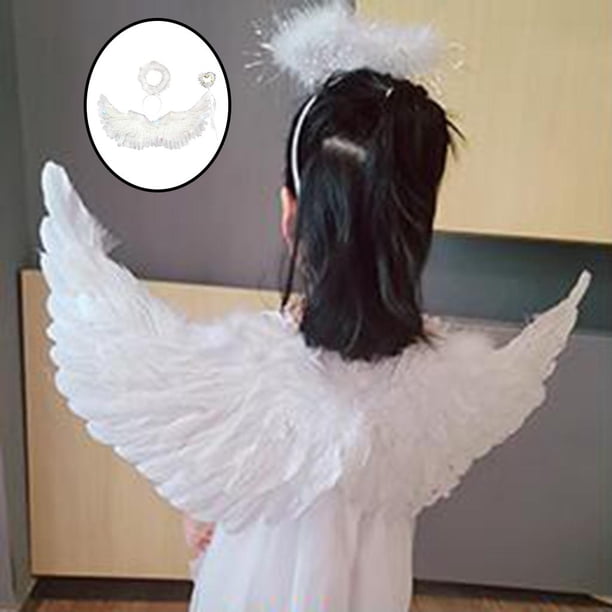 Costume Ange Démon – Ailes Noires 60 Cm, Halo, Cornes Et Baguette – Déguisement Carnaval, Fête Et Halloween