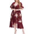 thumbnail image 1 of Ovzne Robes pour Femmes Robe Femme Robe pour Femme Grande Taille Été Col en V à Volants Irrégulière Imprimée Robe Décontractée Robe de Printemps Manches Courtes Imprimée Liquidation, 1 of 6
