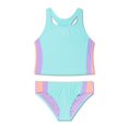 thumbnail image 1 of Speedo Girl's UV Protection Printed Colour Block Thick Strap Two Piece Tankini Set Swimsuit - Arctic Glass, Size 14, 1 of 4