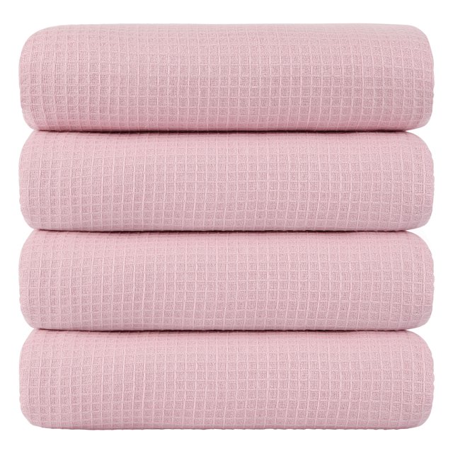 Unique Bargains Cotton Bath Towels Absorbent Waffle Weave 4Pcs 27'x54'
