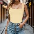 thumbnail image 2 of Hauts Grande Taille Crop Tops Femmes Col Carré Sans Manches Double Couche Débardeur Serré pour Femmes, 2 of 5
