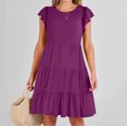 thumbnail image 1 of Jusqu'à 65 % de Rabais! Robes d'Été Mode pour Femmes 2024 Grande Taille Couleur Unie Robe à Manches Courtes, 1 of 9