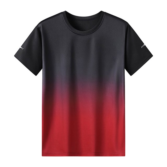 Birdeem Mens Summer Gradient Short Sleeved Round Neck Top