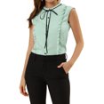 thumbnail image 1 of INSPIRE CHIC Women's Tie Neck Cap Sleeve Button Down Ruffle Summer Shirts, 1 of 6