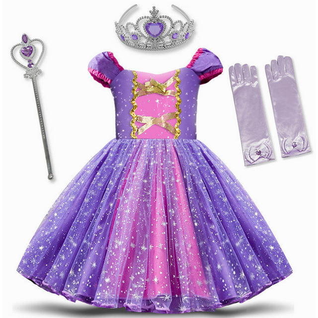 Girls Princess Dress Costume Cosplay Dress with Accessories