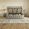 thumbnail image 2 of Velets Queen Bed Frame with Hydraulic Lift Storage, Upholstered Platform Bed, Tufted Headboard, Wood Slats, No Box Spring Needed, 2 of 8