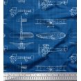 thumbnail image 1 of Soimoi Rayon Fabric Check & Airplane Transport Print Fabric by Yard 56 Inch Wide, 1 of 3