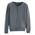 thumbnail image 1 of Hontri Cardigans pour Femmes Légers Offres à Moins de 15 $, Cardigan Basique pour Femmes à Col Rond, Manches Longues, Boutonné, Gris m, 1 of 4