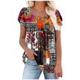 thumbnail image 2 of Ovbmpzd Hauts Rétro pour Femmes Manches Pétales Rouges Smockés d'Été Imprimés Graphiques Blouses Camisoles pour Femmes TG, 2 of 5