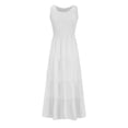 thumbnail image 4 of Penkiiy Robe Maxi d'Été Décontractée pour Femme, Fluide, à Volants, Bohème, Longue, P Blanc, 4 of 6