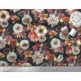 thumbnail image 3 of Soimoi Orange Rayon Fabric Leaves,Insect & Anemone Flower Printed Fabric 1 Yard 56 Inch Wide, 3 of 3