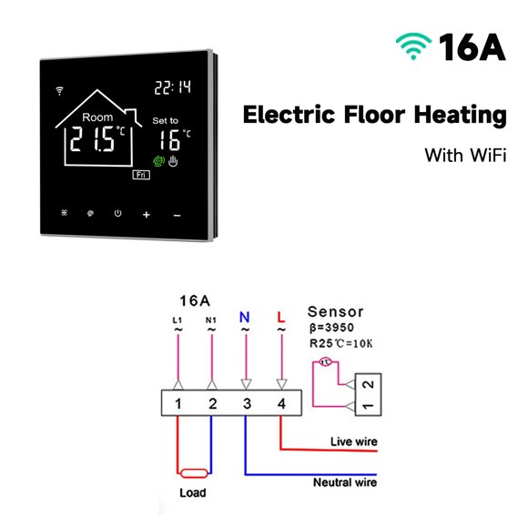 Tuya WiFi Smart Thermostat LCD Display Touch Screen For Electric Floor Heating Water/Gas Boiler Temperature Remote Controller Wireless ,Easy to Install