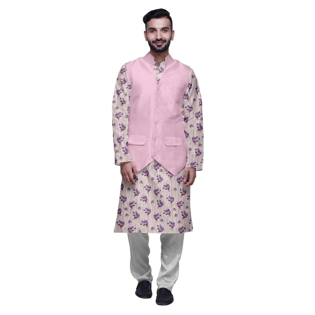 Atasi Ensemble Kurta Pyjama Imprimé Veste Col Mandarin Chemise Ethnique Traditionnelle