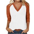 thumbnail image 3 of Hauts à Manches 3/4 pour Femmes Hauts Décontractés à Manches Raglan Col en V Tuniques Basiques Blouses Été 2025, 3 of 7
