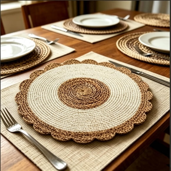 Ensembles de 8 Napperons Ronds Résistants à la Chaleur, Imperméables et Réutilisables pour la Protection de la Table de Cuisine et de Salle à Manger