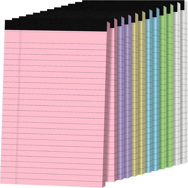 12pcs Small Note Pads, Color Notepads 5x8 College Ruled Notebook, Writing Pads 5 x 8, Legal Pads, Memo Pad Paper Perforate Narrow Ruled Notebooks for Work, School, Office,30 Sheets/Pack