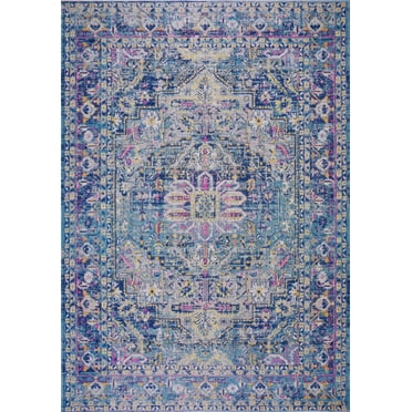 Rowen Dark Blue Traditional Indoor/Outdoor Area Rug 6'5" x 9'5"