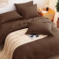 thumbnail image 5 of CozyLux Queen Comforter Set Brown Seersucker 7 Pieces Bed in a Bag Queen Comforter Set with Sheets Luxury Soft Bedding Set with Down Alternative Comforter Sheets Pillowcases & Shams for All Seasons, 5 of 5