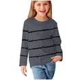 thumbnail image 1 of AherBiu T-Shirts à Manches Longues pour Tout-Petites Filles, Col Ras du Cou Décontracté, Rayés, T-Shirts pour Enfants Confortables d'Automne, Hauts pour Enfants, 1 of 6
