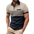 thumbnail image 1 of SHIXIAOO Men's Leisure Fashion Stripe Contrast Design Lapel Button Long Sleeve Tops Slipper with Memory Foam Raglan Shirt, 1 of 4