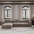 thumbnail image 3 of The Magic Home 3-Seater Convertible Modular L-Shaped Corduroy Sectional Sofa, Brown, 3 of 10