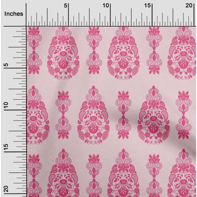 oneOone Polyester Lycra Feuilles & Imprimé Ethnique Floral 1 Yard 56 Pouces de Large