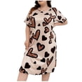 thumbnail image 1 of Tauxra Robes Grande Taille pour Femmes à Manches Courtes, Robe T-Shirt Ample, Chemise de Nuit, Robe de Maison Décontractée en Coton Doux avec Poches, 1 of 5