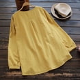 thumbnail image 4 of Pompotops Femmes Été Mode Décontractée Ample Lin Uni Manches Longues Col Rond Hauts Blouse, 4 of 6