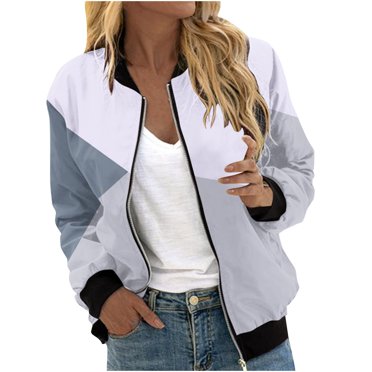 Pisexur Womens Jacket Windbreaker Jacket Trench Coats Fall Jackets Women's Casual Fashion Printed Pocket Zippered Coat