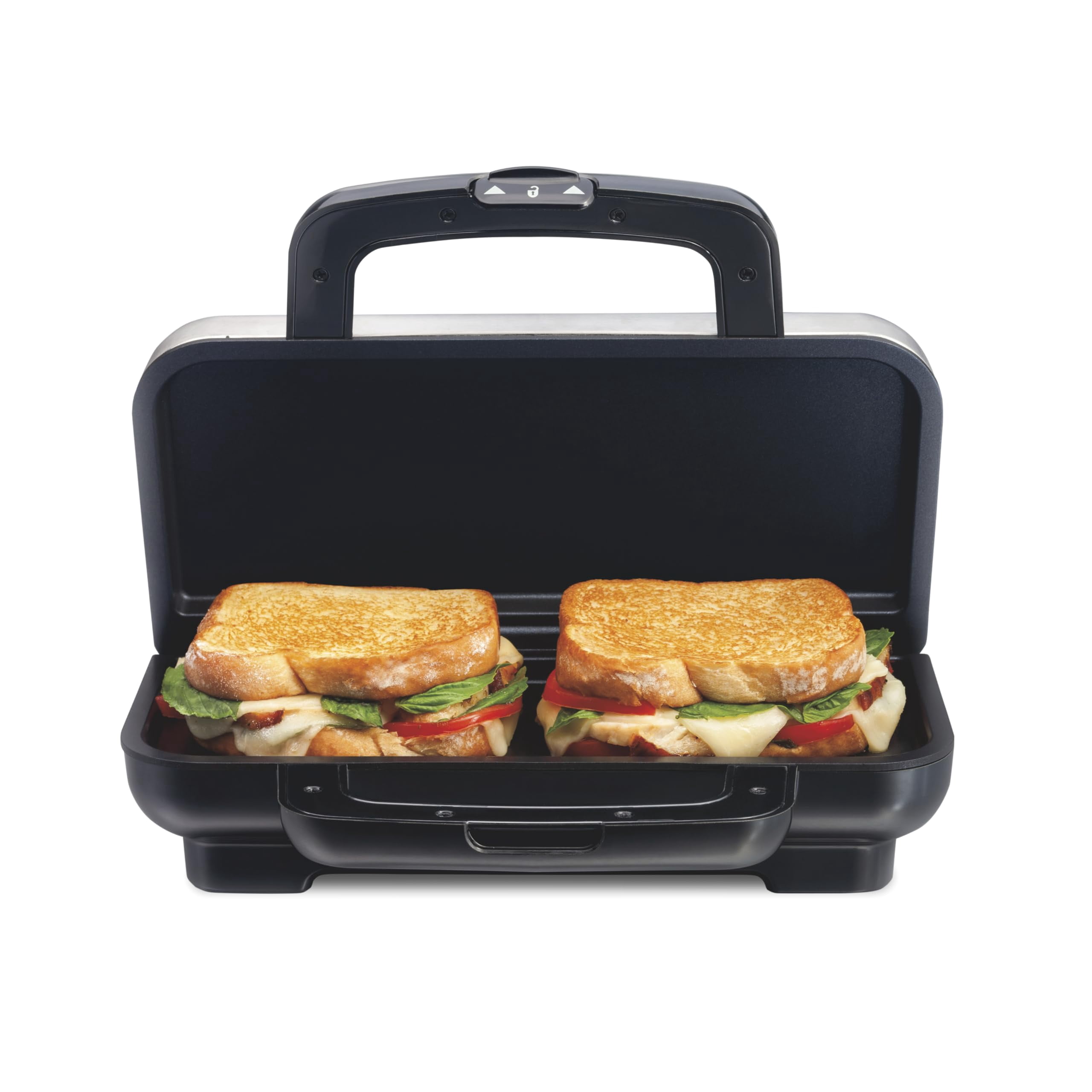 Proctor Silex Deluxe Hot Sandwich Maker With Easy-Clean Durable PFAS-Free Nonstick Ceramic Plates, Fits up to 2 Grilled Cheese, Ruebens, Tortas or Su