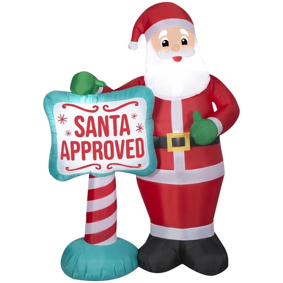 Christmas Inflatable Santa with "SANTA APPROVED" Sign