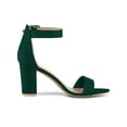 thumbnail image 3 of BLISSFUL STEP Women's Shoes Ankle Strap Block Heel Buckle Open Toe Sandals Green 9, 3 of 7