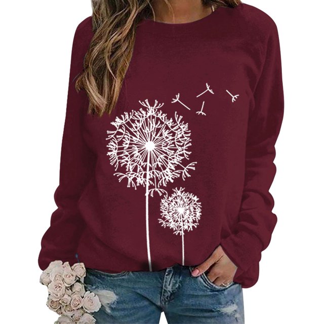 ZXZY Pull à Manches Longues à Col Rond et Imprimé Graphique pour Femme