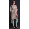 thumbnail image 4 of Bimba Kurti Asymétrique à Imprimé Floral Feuilles Vertes et Pivoines pour Femmes Robe d'Été Indienne Tunique Petit, 4 of 6
