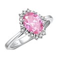 thumbnail image 3 of RYLOS Bagues pour Femmes Bague en Or Blanc 14K avec Pierre Précieuse Ovale 7X5MM et Diamants Étincelants Octobre Rose Glace Bijoux Taille 5, 3 of 7