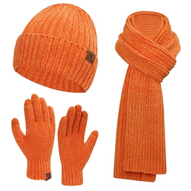 FZ FANTASTIC ZONE Femme Homme Hiver Bonnet Chaud Foulards Longues Gants à Écran Tactile Ensemble Tricoté