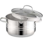 Stainless Steel Cookware Set, 6-Piece – 2 qt, 3 qt, 4.5 qt Pots with Glass Strainer Lids, Induction Ready, Dishwasher Safe, Measuring Scale, Silver
