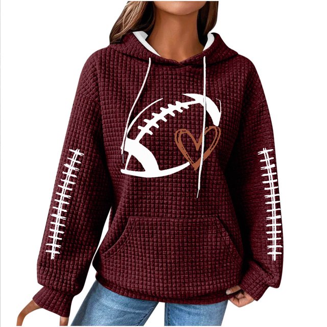 Rbaofujie Chandail à Capuchon pour Femmes Chandail Décontracté à Manches Longues à Col Rond Chandails pour Dames Hauts Blouse Chandail à Capuchon Uni Vin Chandail d'Halloween