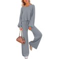 thumbnail image 1 of ORUYROP Ensemble de Pull 2 Pcs pour Femmes Haut Court à Manches Longues et Pantalon Large, 1 of 5