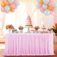 thumbnail image 4 of Tulle Table Skirt White 75 cm x 122 cm Recyclable Transparent Ruffled Polyester Table Decoration For Wedding Birthday Banquet, 4 of 6