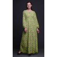 thumbnail image 3 of Bimba Robe Maxi à Manches Longues pour Femmes en Georgette Mousse Imprimée de Feuilles et de Renoncules à Taille Élastique - Medium, 3 of 5