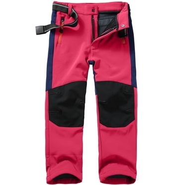 PMVFHDE Kids Clothes Children's Softshell Ski Trousers Lined Cargo Trousers Thermal Trousers Boys Girls Snow Trousers Winter Outdoor Trousers Hiking Trousers Boys Pants Red,L