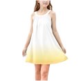 thumbnail image 3 of Milgrthf Robe Camisole Décontractée d'Été pour Filles, Tendance, Dégradé, Ample, Col Ras du Cou, Sans Manches, Ligne A Évasée, pour 4-15 Ans, Jaune, 7 Ans, 3 of 9