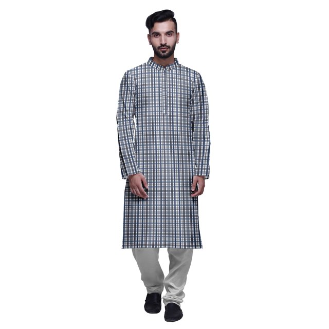 Atasi Ensemble Kurta-Pyjama Long en Coton pour Hommes, Kurta-Pyjama Décontracté de Designer, Vêtements